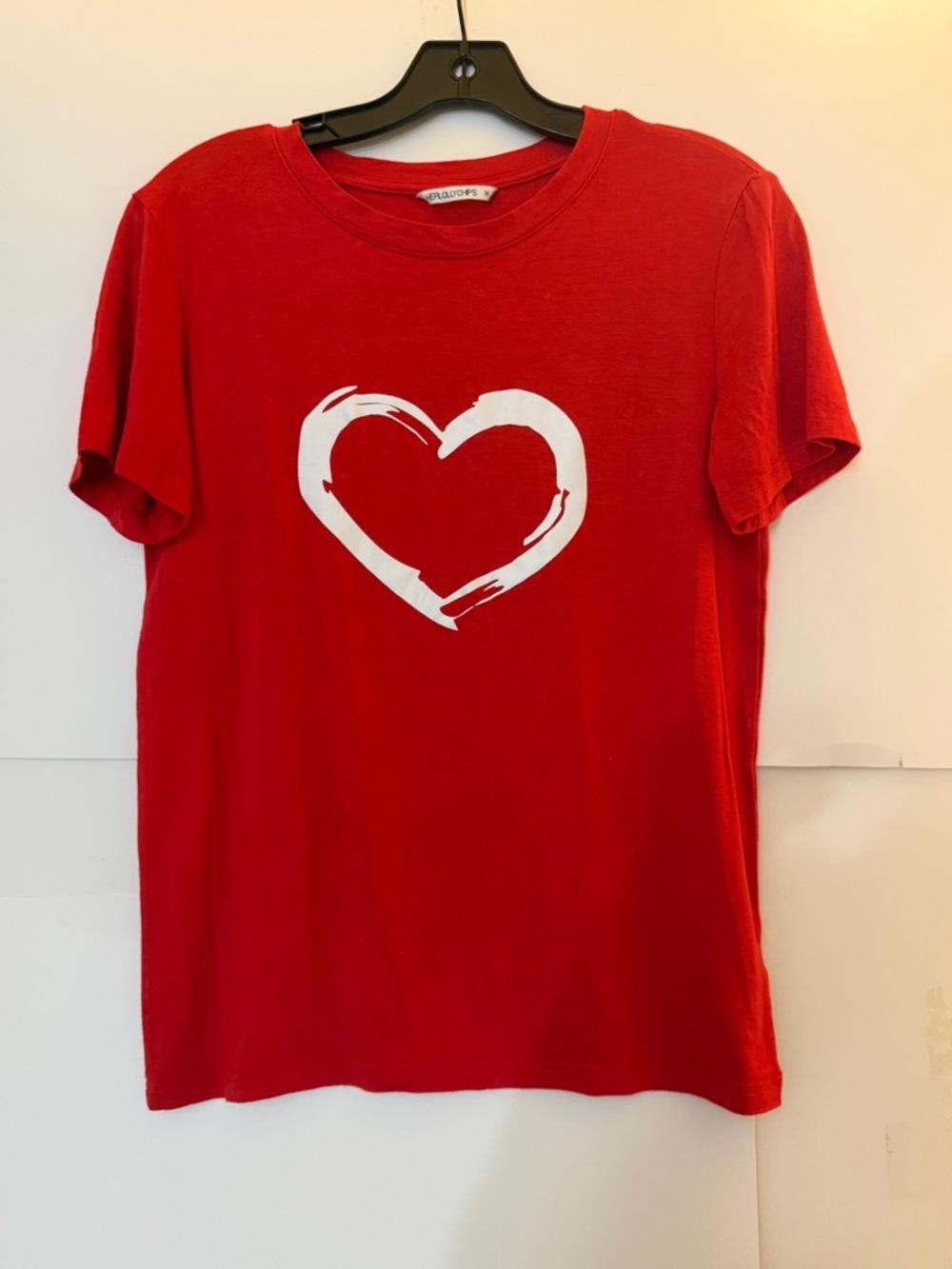 Red Tee with White Branded Neck Tape